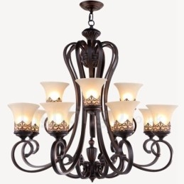 Lampadario in metallo integrato Rustic Lodge a 12 luci