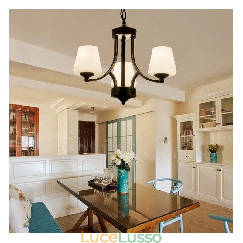Lampadario in metallo integrato Rustic Lodge a 3 luci