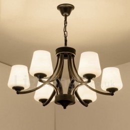 Lampadario in metallo integrato Rustic Lodge a 6 luci