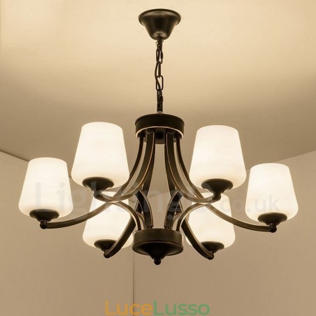 Lampadario in metallo integrato Rustic Lodge a 6 luci Lampadario in metallo integrato Rustic Lodge a 6 luci