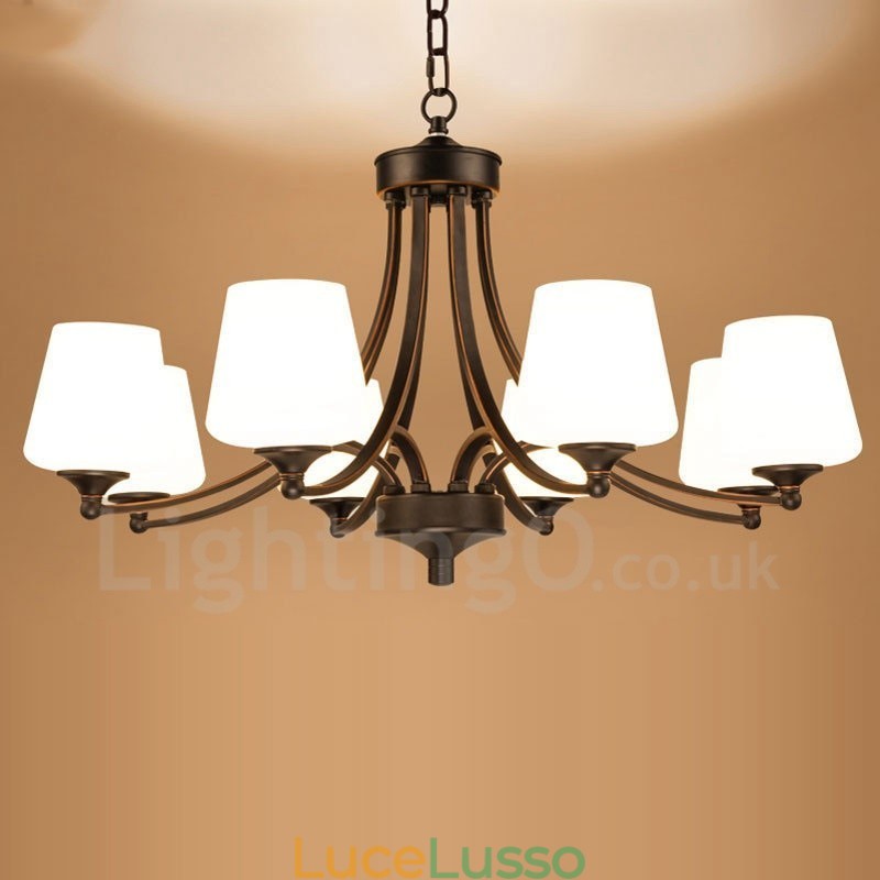 Lampadario in metallo integrato Rustic Lodge a 8 luci