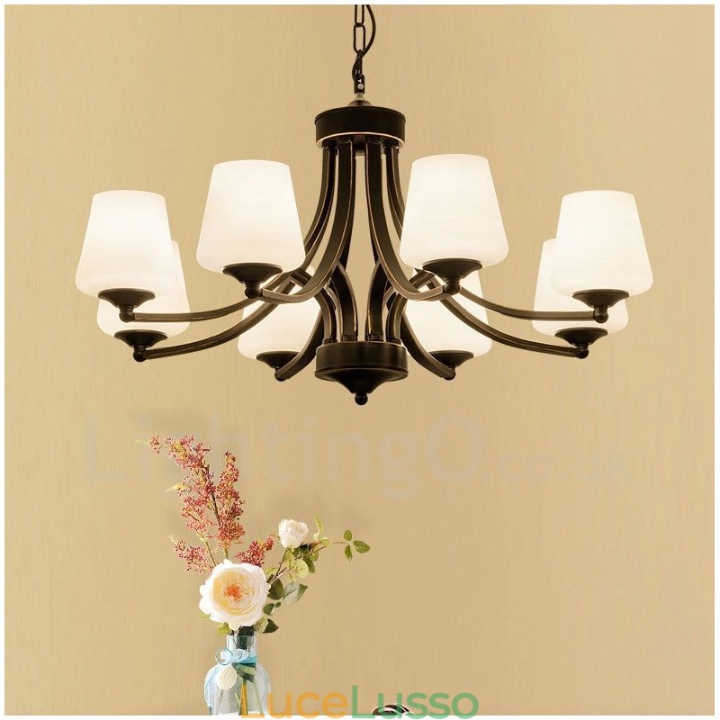 Lampadario in metallo integrato Rustic Lodge a 8 luci