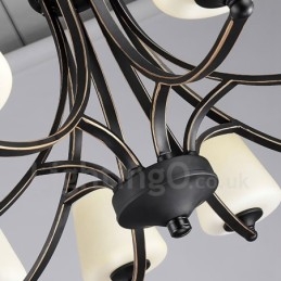 Lampadario in metallo integrato Rustic Lodge a 8 luci