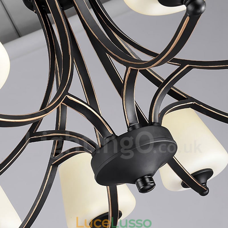 Lampadario in metallo integrato Rustic Lodge a 8 luci