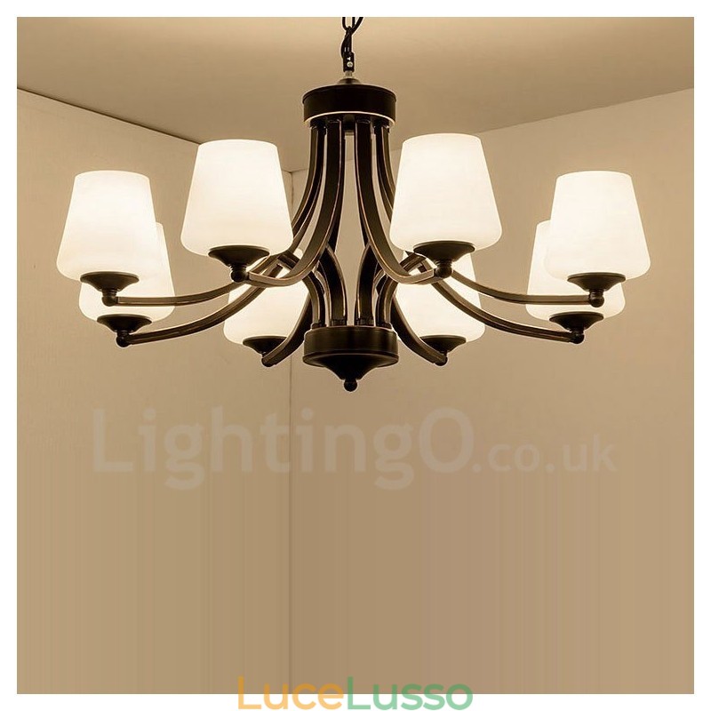Lampadario in metallo integrato Rustic Lodge a 8 luci