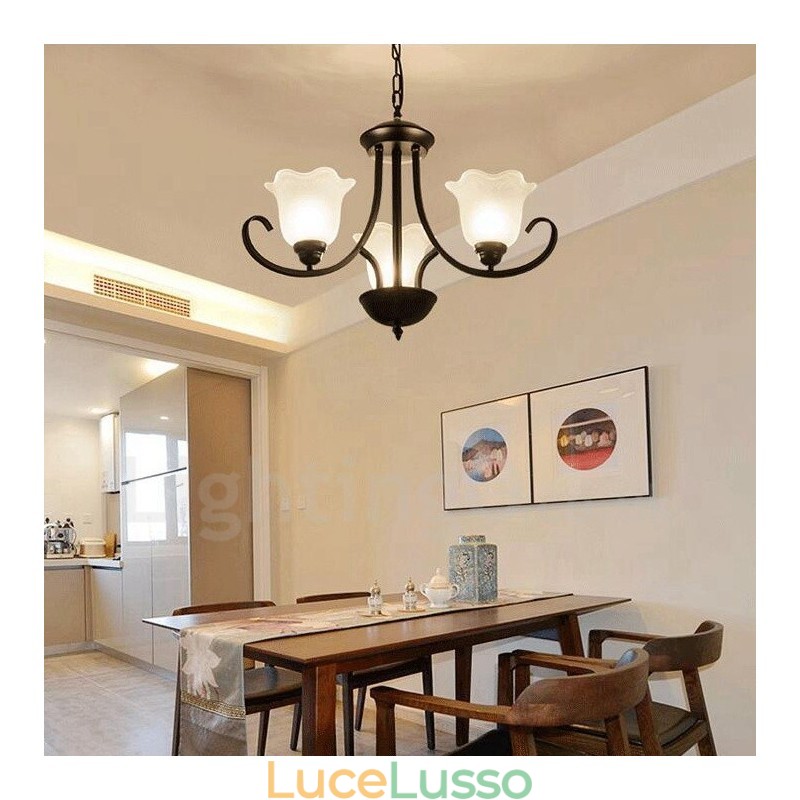Lampadario in metallo integrato Rustic Lodge a 3 luci