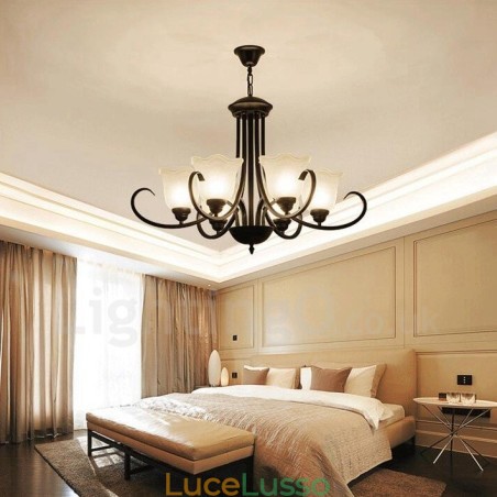 Lampadario in metallo integrato Rustic Lodge a 6 luci Lampadario in metallo integrato Rustic Lodge a 6 luci