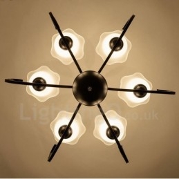 Lampadario in metallo integrato Rustic Lodge a 6 luci