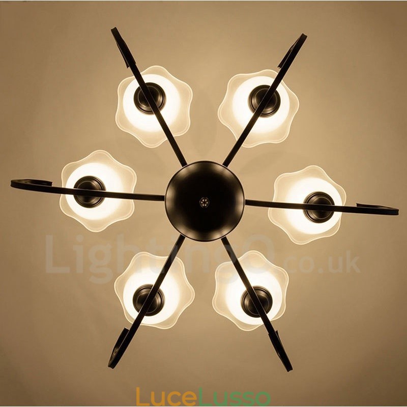 Lampadario in metallo integrato Rustic Lodge a 6 luci