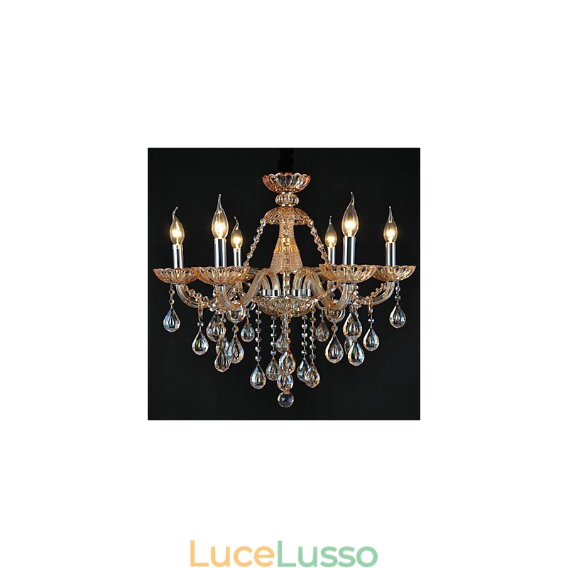 Lampadario in cristallo tradizionale classico in vetro 6 luci