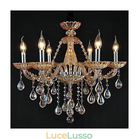 Lampadario in cristallo tradizionale classico in vetro 6 luci Lampadario in cristallo tradizionale classico in vetro 6 luci