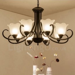 Lampadario in metallo integrato Rustic Lodge a 8 luci