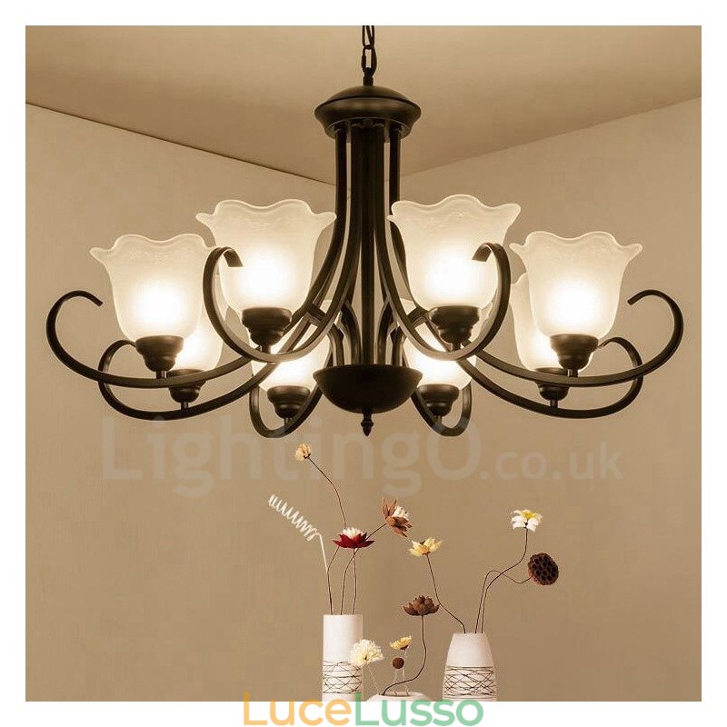 Lampadario in metallo integrato Rustic Lodge a 8 luci