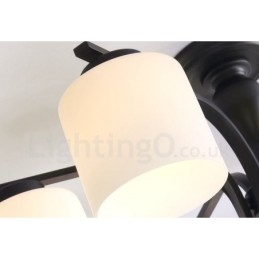 Lampadario in metallo integrato Country a 5 luci con paralume in vetro