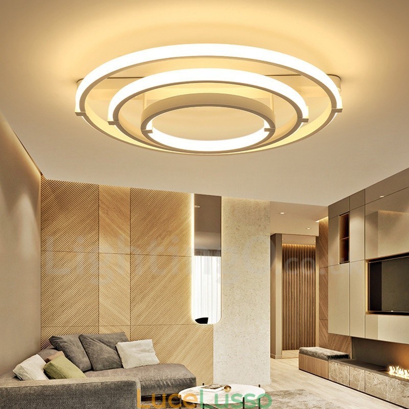 Lampadario moderno contemporaneo a 3 anelli