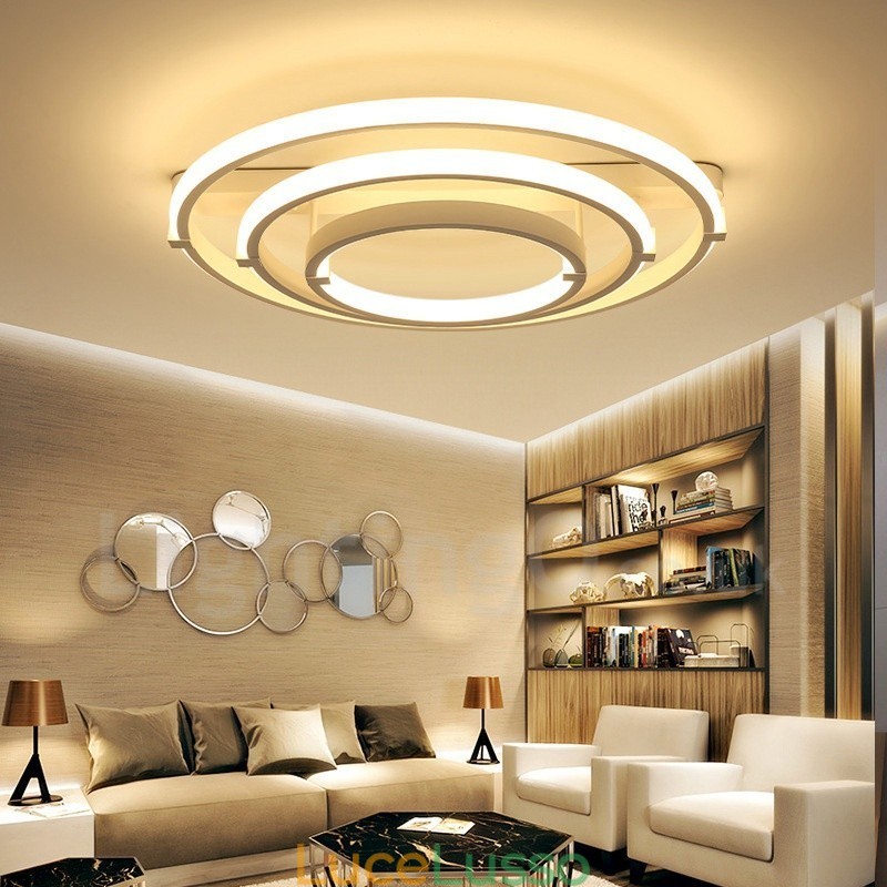 Lampadario moderno contemporaneo a 3 anelli