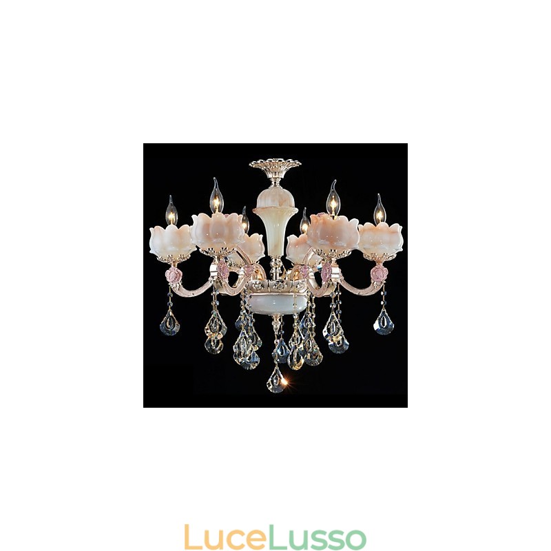 Lampade pendenti in lega di zinco in stile europeo e giada naturale