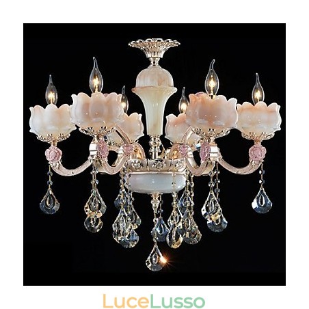 Lampade pendenti in lega di zinco in stile europeo e giada naturale