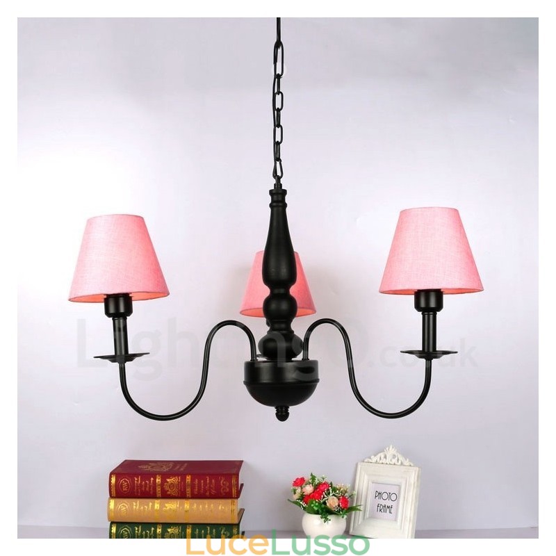 Lampadario tradizionale classico in metallo integrato a 3 luci