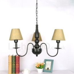 Lampadario tradizionale classico in metallo integrato a 3 luci