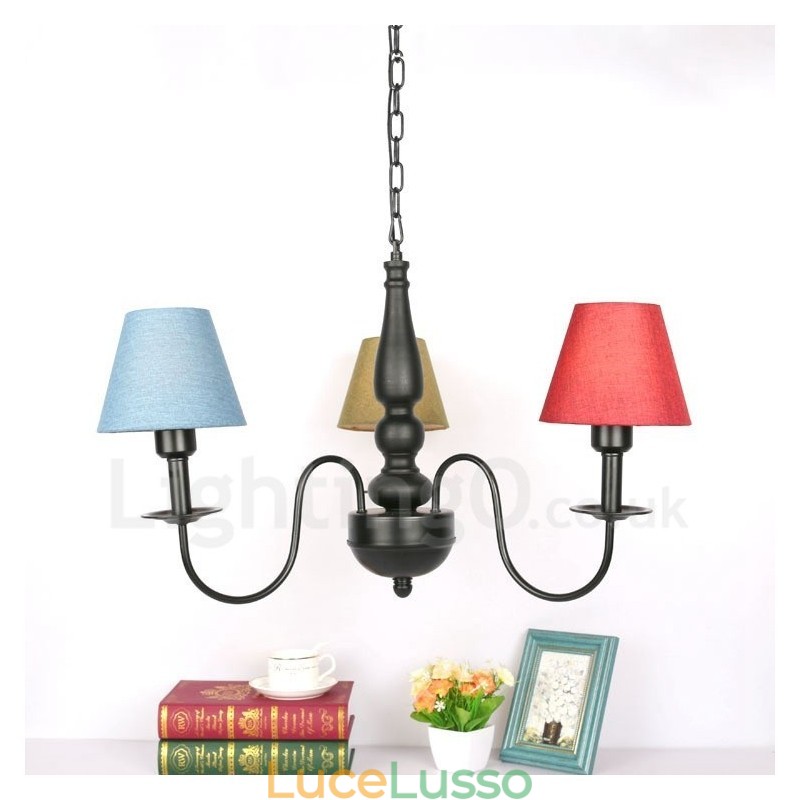 Lampadario tradizionale classico in metallo integrato a 3 luci