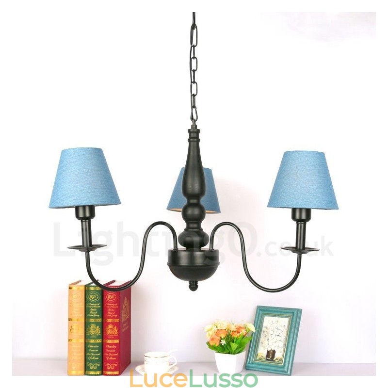 Lampadario tradizionale classico in metallo integrato a 3 luci