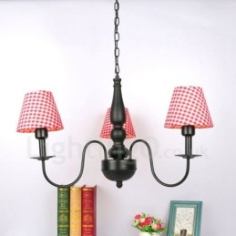 Lampadario tradizionale classico in metallo integrato a 3 luci