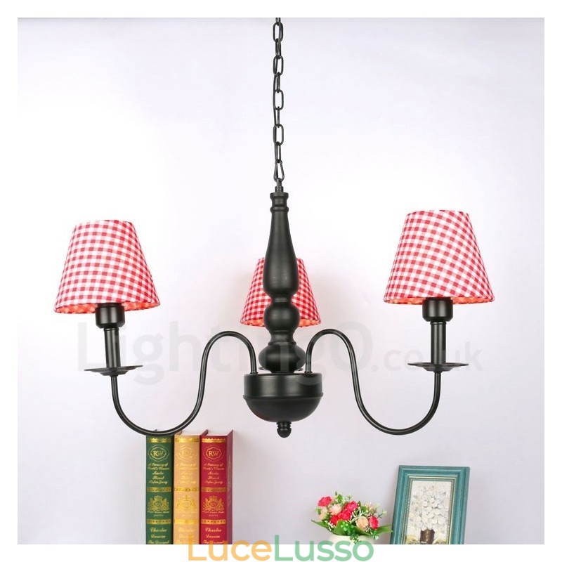 Lampadario tradizionale classico in metallo integrato a 3 luci