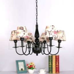 Lampadario in metallo integrato in stile mediterraneo a 6 luci