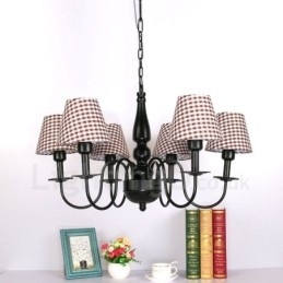 Lampadario in metallo integrato in stile mediterraneo a 6 luci