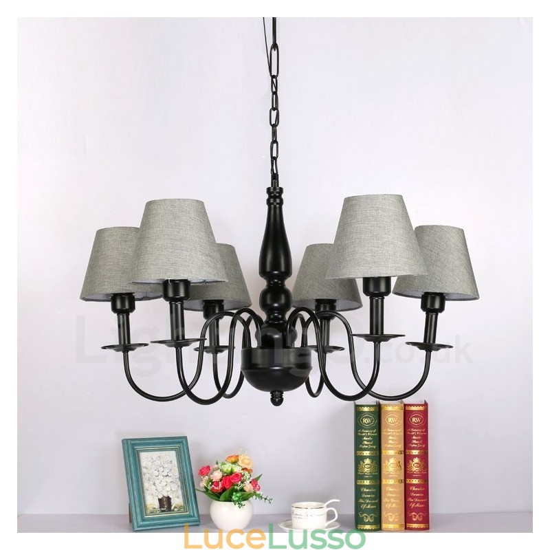 Lampadario in metallo integrato in stile mediterraneo a 6 luci