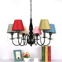 Lampadario in metallo integrato in stile mediterraneo a 6 luci