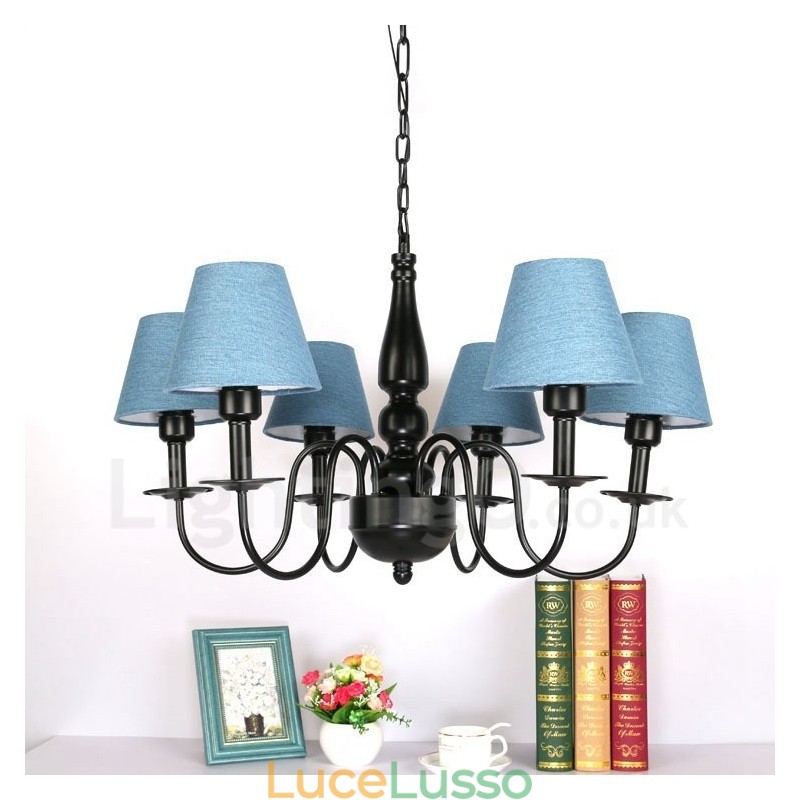 Lampadario in metallo integrato in stile mediterraneo a 6 luci