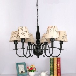 Lampadario in metallo integrato in stile mediterraneo a 6 luci