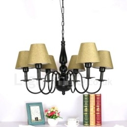 Lampadario in metallo integrato in stile mediterraneo a 6 luci