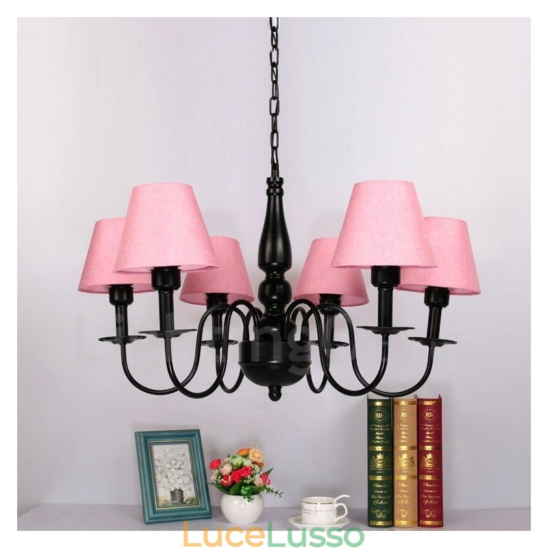 Lampadario in metallo integrato in stile mediterraneo a 6 luci