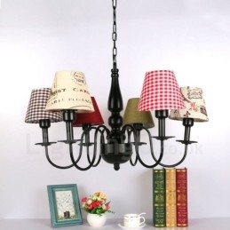 Lampadario in metallo integrato in stile mediterraneo a 6 luci