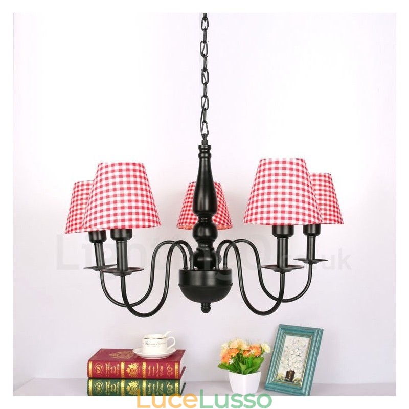 Lampadario in metallo integrato in stile mediterraneo