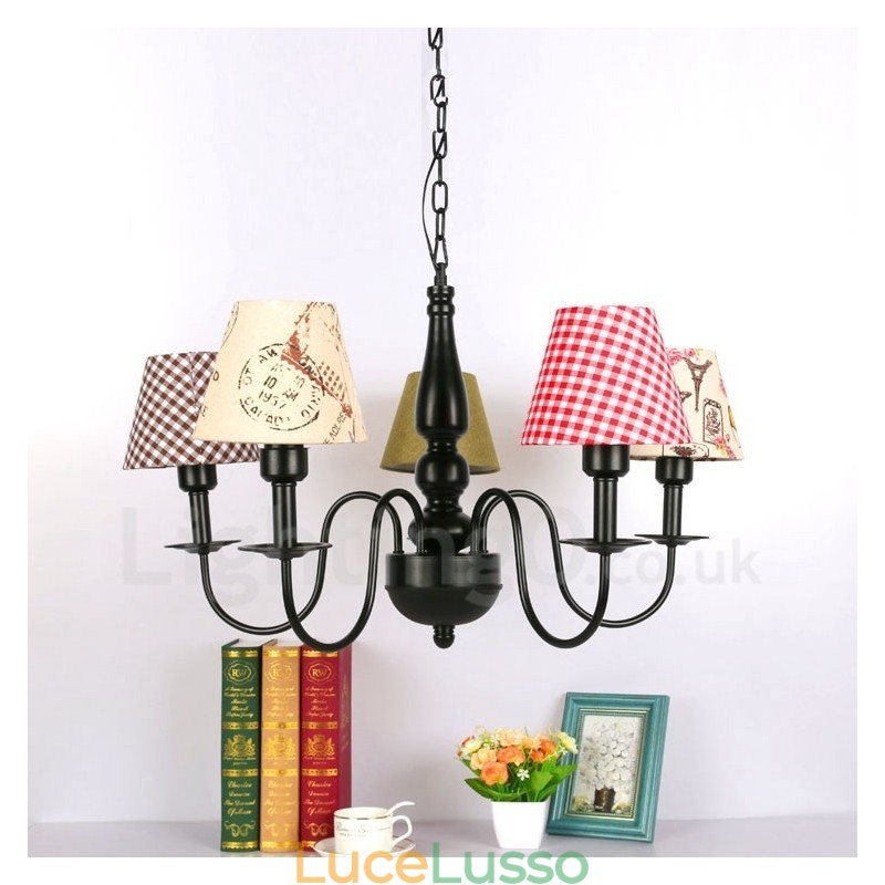 Lampadario in metallo integrato in stile mediterraneo