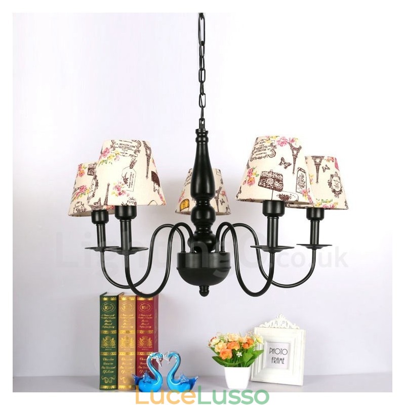 Lampadario in metallo integrato in stile mediterraneo