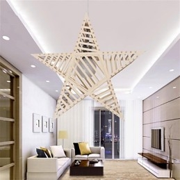 Lampadario vintage in legno a cinque punte con stella