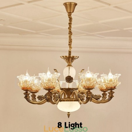 Lampadario tradizionale classico in metallo integrato a 8 luci Lampadario tradizionale classico in metallo integrato a 8 luci