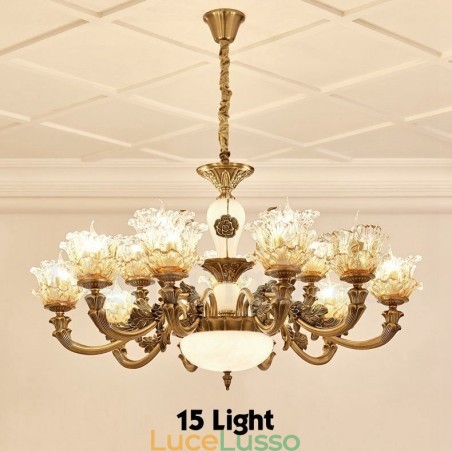 Lampadario tradizionale classico in metallo integrato a 15 luci Lampadario tradizionale classico in metallo integrato a 15 luci