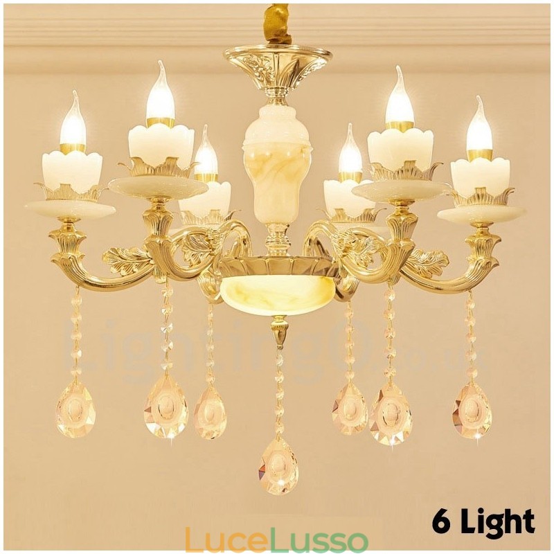 Lampadario tradizionale classico in metallo integrato a 6 luci