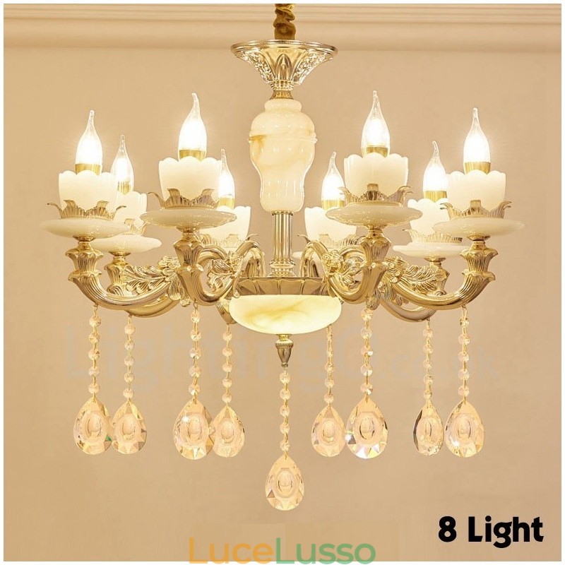 Lampadario tradizionale classico in metallo integrato a 8 luci
