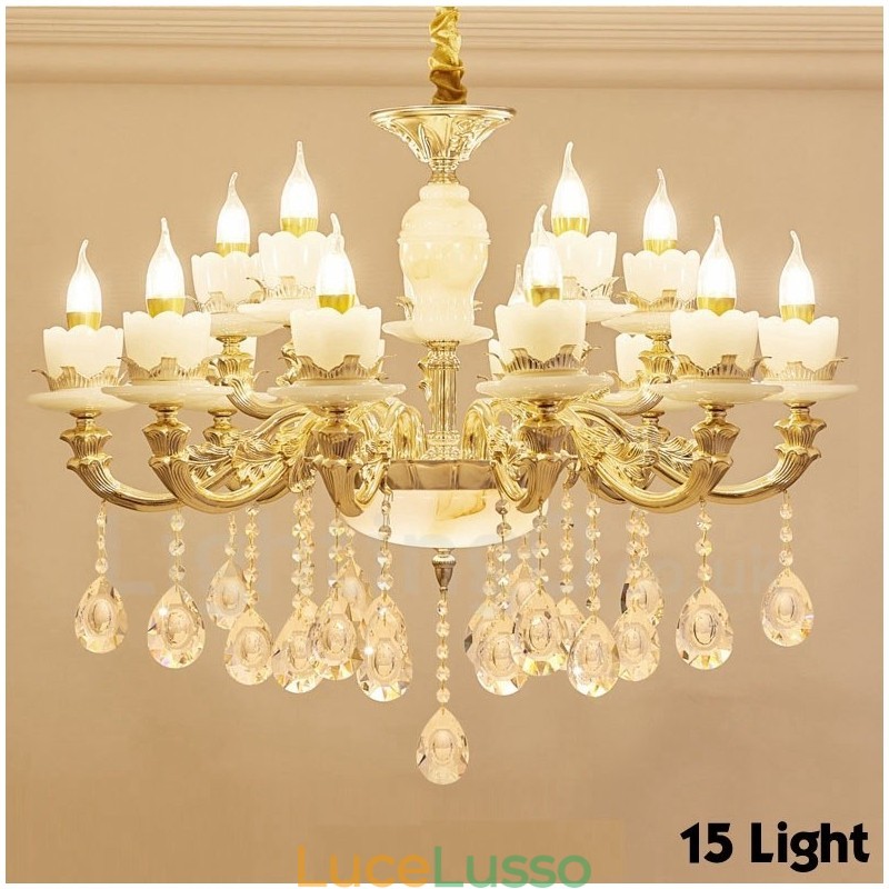Lampadario tradizionale classico in metallo integrato a 15 luci