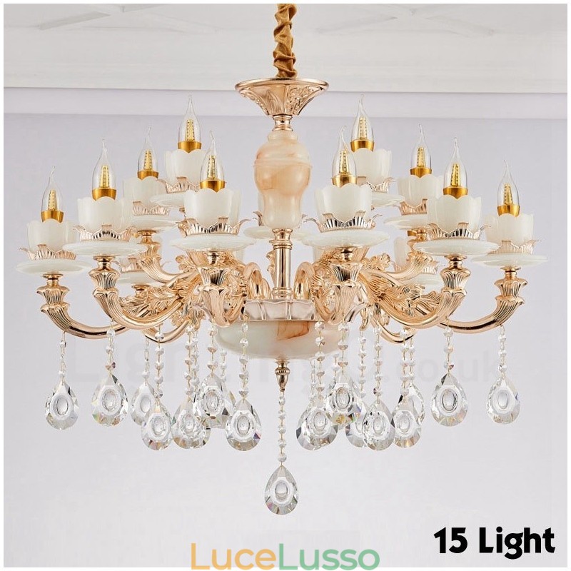 Lampadario tradizionale classico in metallo integrato a 15 luci