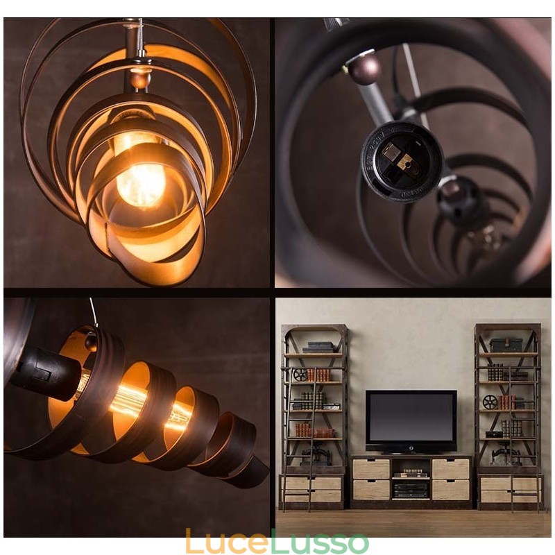 Lampada in ferro retrò, lampadario moderno minimalista in stile industriale