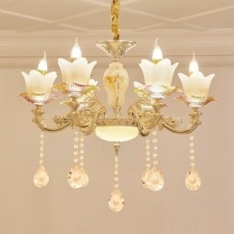 Lampadario tradizionale classico in metallo integrato a 6 luci