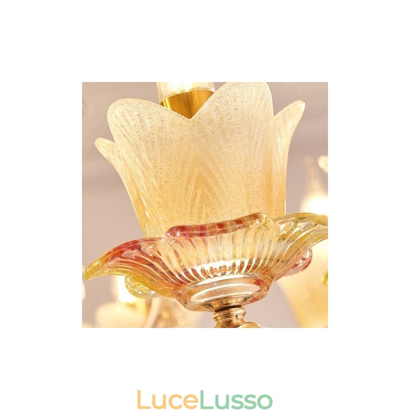 Lampadario tradizionale classico in metallo integrato a 6 luci